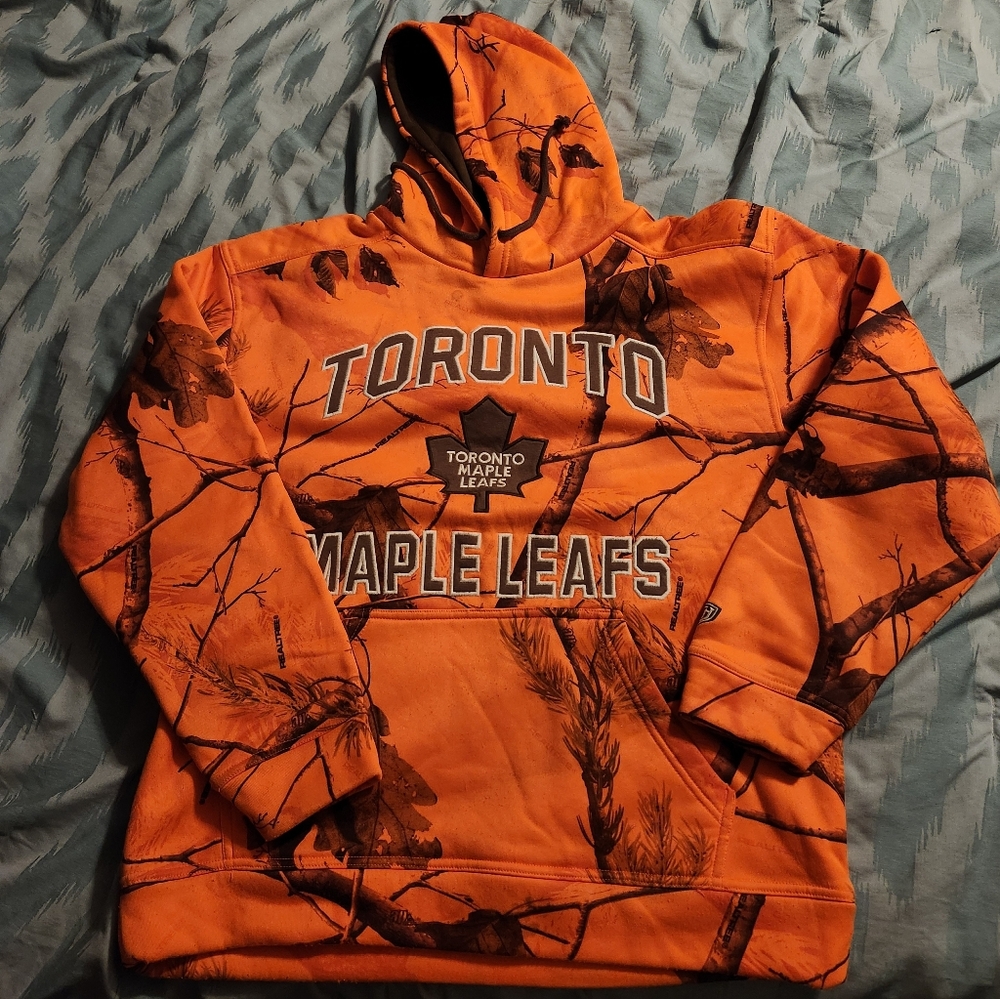 Old Time Hockey Causeway‎ Collection Toronto Maple Leafs Neon Orange Hoodie